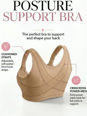 1 - NWT Comfort Choice Front-Closure Posture Bra, Nude, 48D